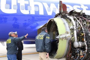 NTSB examining failed engine of Southwest Flight 1380 - Image courtesy of NTSB