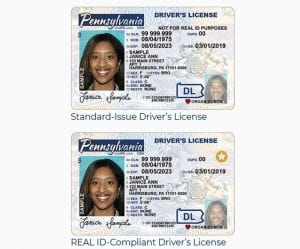 Real ID driver's license vs. Standard Issue driver's license for Pennsylvania, courtesy of the Commonwealth of Pennsylvania