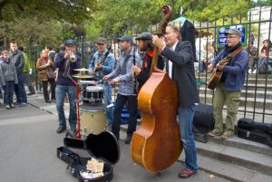 Paris, Montmartre - At the base of the Basilica of Sacre Coeur, on the butte Montmartre, Klezmer Band playing for the crowd. Copyright © 2023 NSL Photography, All Rights Reserved